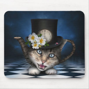 Phantastisches Mad Hatter Teapot Kat Whimsisches D Mousepad