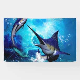 Phantastisches Marlin mit Blasen Banner
