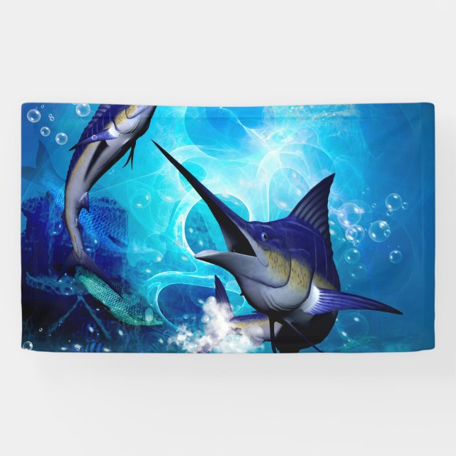 Phantastisches Marlin mit Blasen Banner (Horizontal)