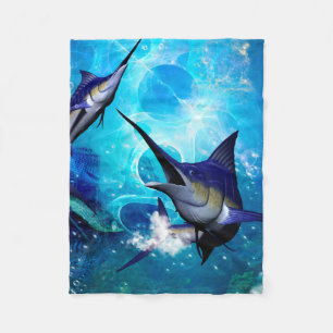 Phantastisches Marlin mit Blasen Fleecedecke