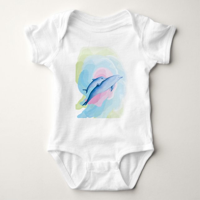 Phantastisches Meer mit Delphinen Baby Strampler (Vorderseite)