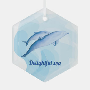 Phantastisches Meer mit Delphinen Ornament Aus Glas
