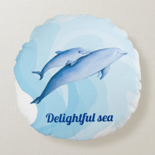 Phantastisches Meer mit Delphinen Rundes Kissen