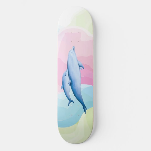 Phantastisches Meer mit Delphinen Skateboard (Vorderseite)