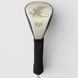 Phantastisches Mosaikdrachen Golden Monogram Golf Headcover