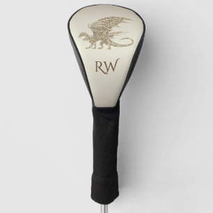 Phantastisches Mosaikdrachen Golden Monogram Golf Headcover