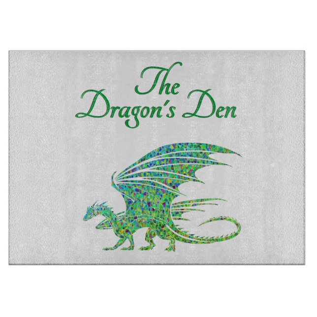 Phantastisches Mosaikglas aus Grünem Drachen Schneidebrett (Vorderseite)