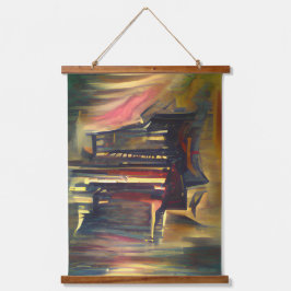 Phantastisches mystisches Klavier Wandteppich Mit Holzrahmen