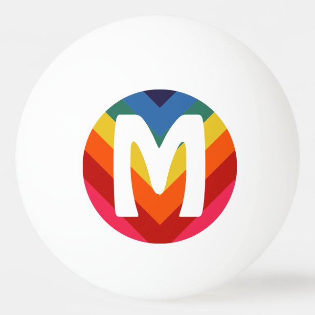 Phantastisches Retro-Regenbogen-Pong-Ball Monogram Tischtennisball (Vorderseite)
