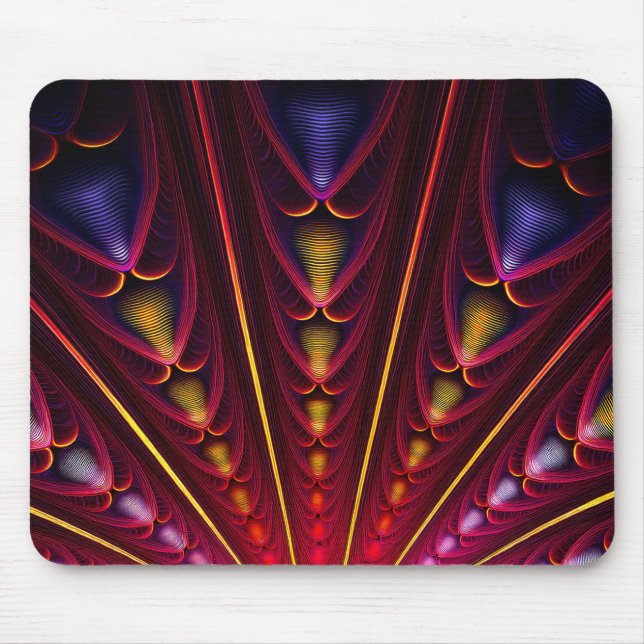 Phantastisches rosa Gelbschwarzes Fraktal Mousepad (Vorne)