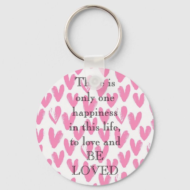 Phantastisches rosa Herz mit Liebe ein Zitat Schlüsselanhänger (Vorderseite)