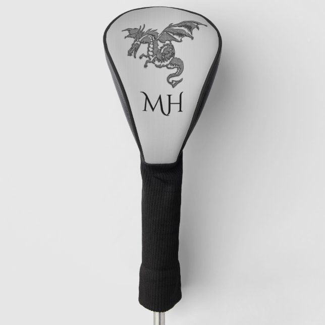 Phantastisches Silver Dragon Monogram Golf Headcover (Vorderseite)