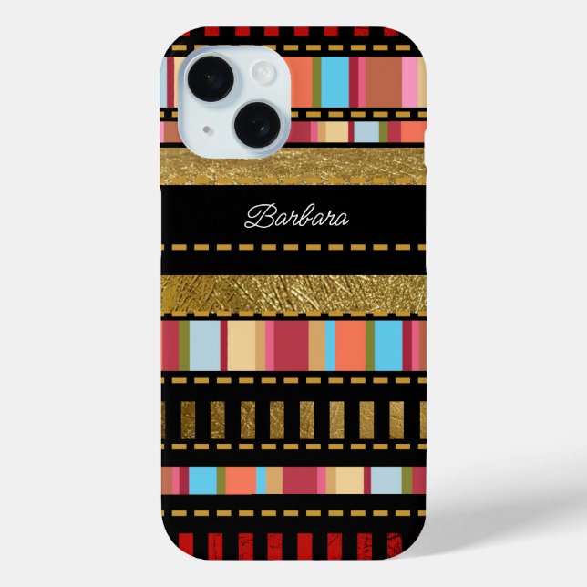 Phantastisches Streifenmuster mit ihrem Namen Case-Mate iPhone Hülle (Rückseite)