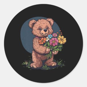 Phantastisches Teddy Bärenoutfit für Jungen und Mä Runder Aufkleber