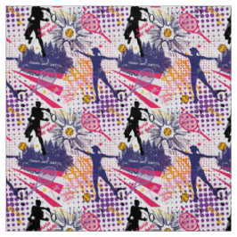 Phantastisches Tennismuster lila +pink+gelb Stoff