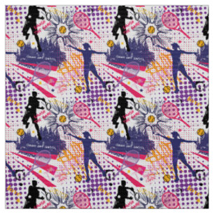 Phantastisches Tennismuster lila +pink+gelb Stoff