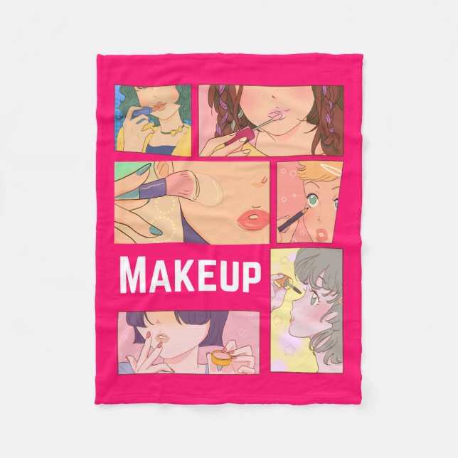 PHANTASTISCHES TIERE , MÄDCHEN , MAKEUP FLEECEDECKE (Vorderseite)