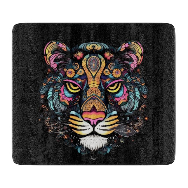 Phantastisches Tiger-Kopfglas Schneidebrett (Vorderseite)
