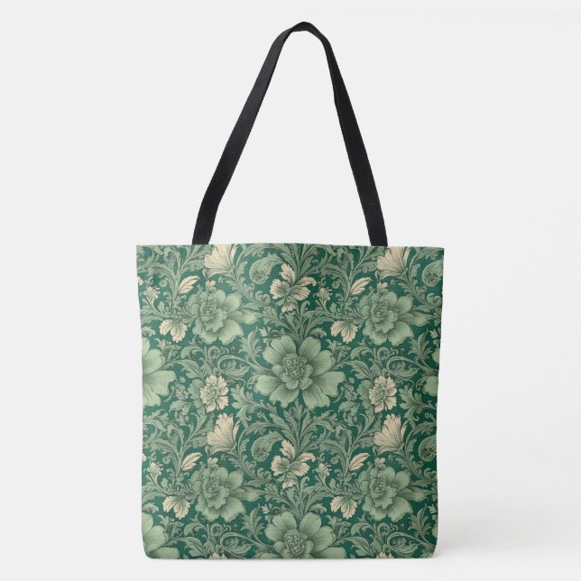 Phantastisches Vintages Grünes Blumenmuster Tasche (Vorderseite)