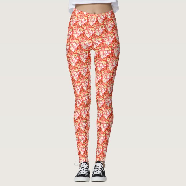 Phantastisches, weißes Blumendesign Leggings (Vorderseite)