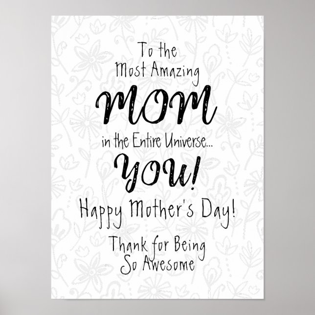 Phantastischste Mama Niedliche Kalligrafie Art Pos Poster (Vorne)