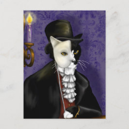 Phantom Cat Masked Tuxedo Cat Fantasy Art Postkart Postkarte