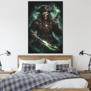 Phantom-Piraten-Schädel – Dark Fantasy Sensenmann Leinwanddruck