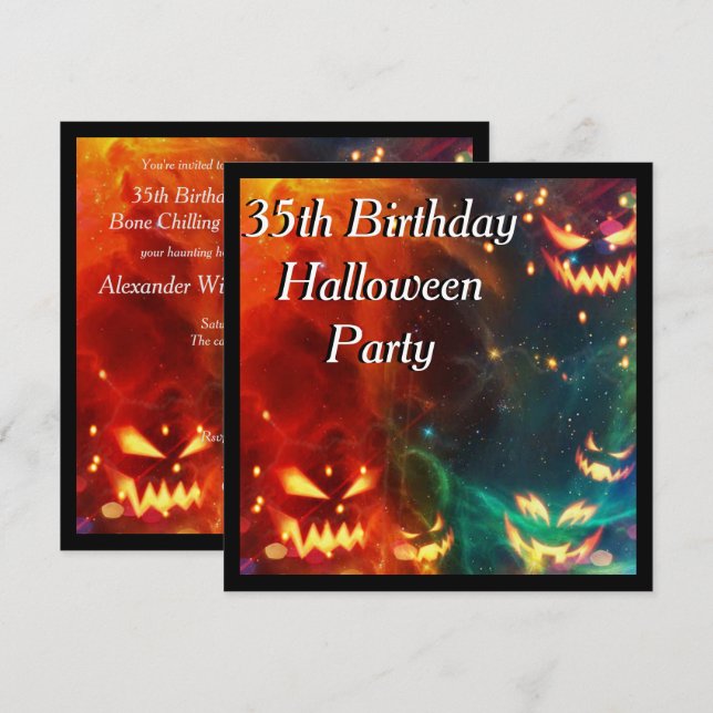 Phantom Pumpkins 35. Geburtstagsparty Einladung (Vorne/Hinten)