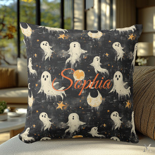 Phantome Halloween Golden Moons und Stars um Mitte Kissen