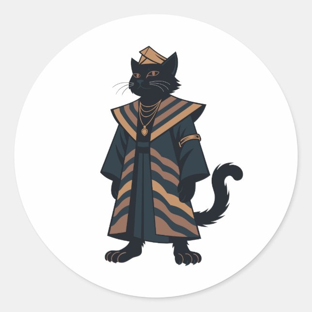 Pharao Black Cat Folk Art Aufkleber (Vorderseite)
