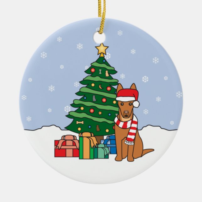 Pharao-Jagdhund-Weihnachtsverzierung Keramik Ornament (Vorne)