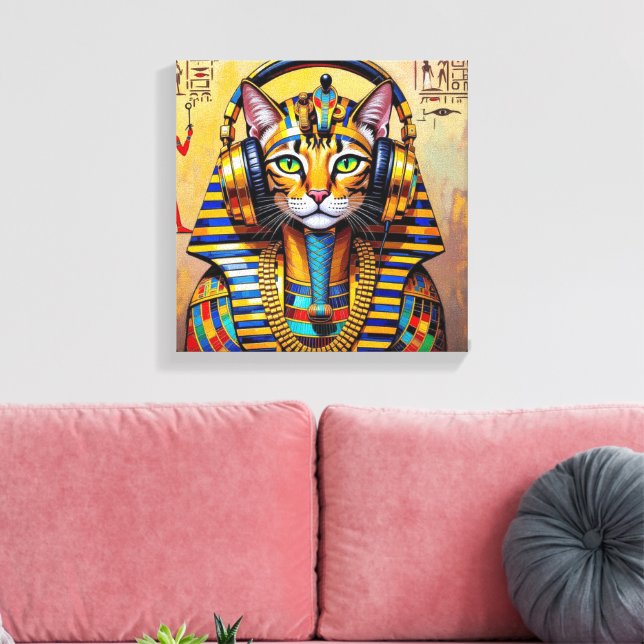 PHARAO TUT-SPHINX KATZE LEINWANDDRUCK (Insitu (Wohnzimmer))