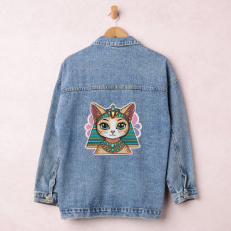 Pharaoh Cat | Ägyptische Stilkunst Trendy & Fashio Jeansjacke