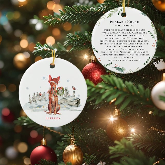 Pharaoh Hound Dog Watercolor Monogram Keramik Ornament (Von Creator hochgeladen)