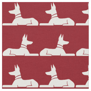 Pharaoh Hounds Ägyptische Hunde Rot-Weiß-Muster Stoff