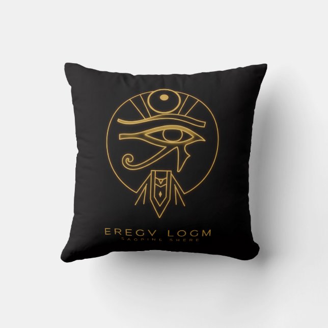 Pharaoh-Inspired Egyptian Logo – Bold Ancient Styl Kissen (Rückseite)