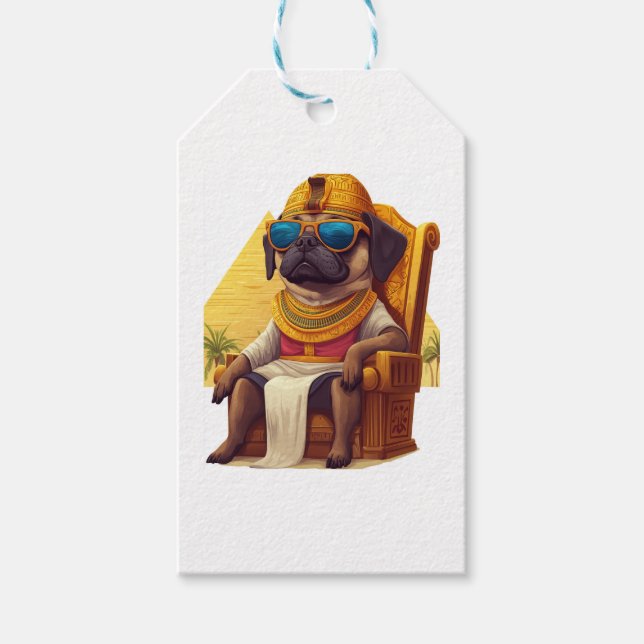 Pharaoh Mops � antiker Ägypter Hund Geschenkanhänger (Vorderseite)