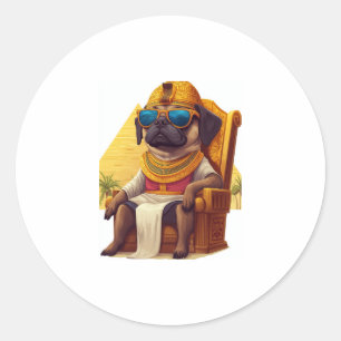 Pharaoh Mops � antiker Ägypter Hund Runder Aufkleber