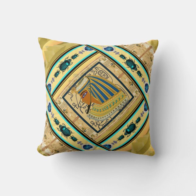 Pharaon égyptien et oreiller à lancer de la reine (Recto)
