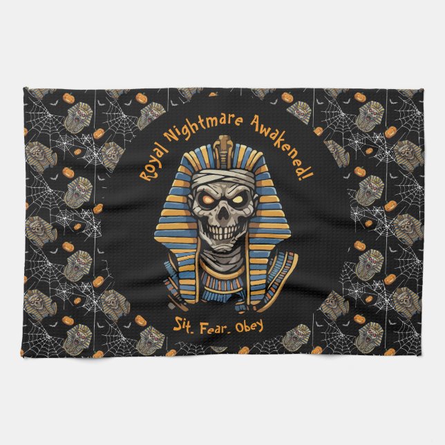 🖤 Pharaon Noir Mummy Serviette de cuisine 🎃 (Horizontal)