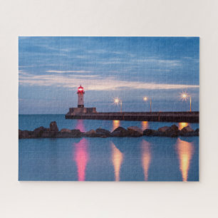 Phare au puzzle photo du lever du soleil