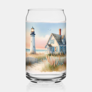 Phare de bord de mer et chalet d'aquarelle scène