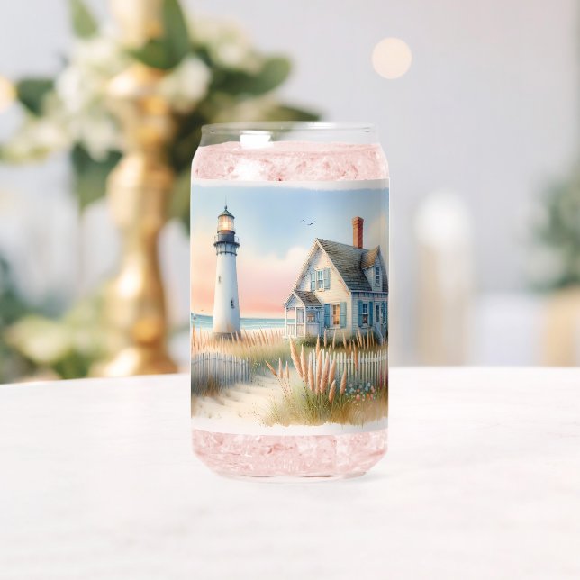 Phare de bord de mer et chalet d'aquarelle scène (Insitu (Mariage))