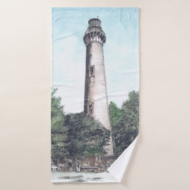Phare de Currituck Island Médias mixtes (Serviette de bain)