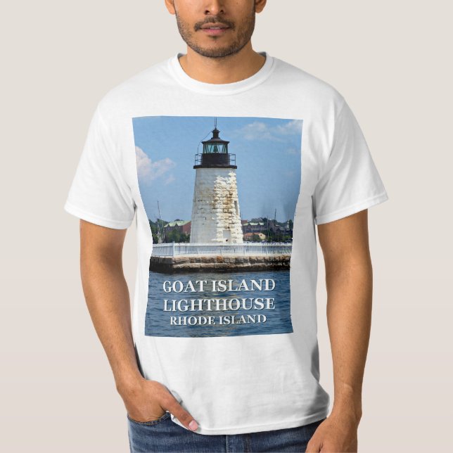 Phare de Goat Island, T-shirt de Rhode Island (Devant)