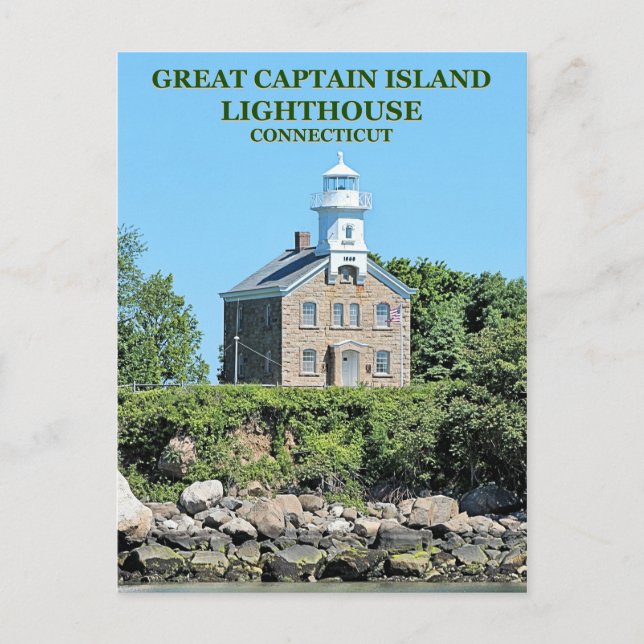 Phare de Great Captain Island, carte postale CT (Devant)
