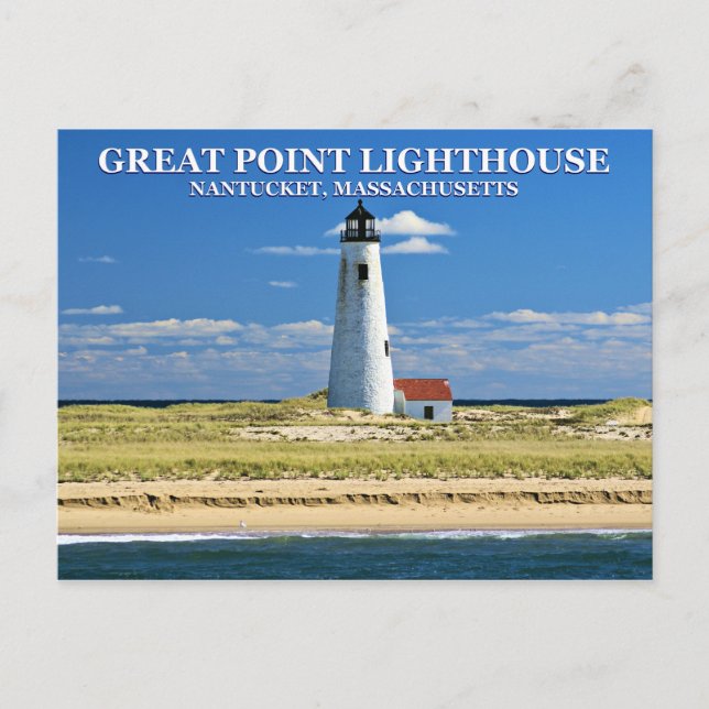 Phare de Great Point, Nantucket, carte postale MA (Devant)