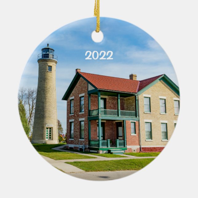 Phare de Kenosha Ornement en céramique (Dos)