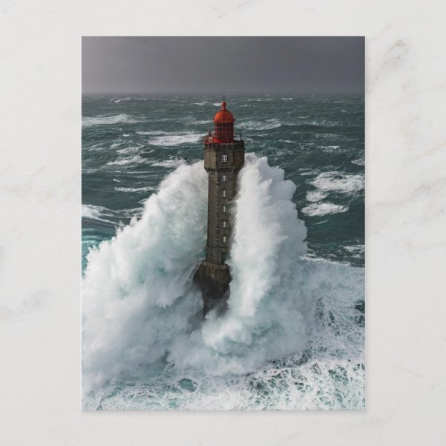 Phare de la Jument tempête Finistère Frankreich Postkarte (Vorderseite)