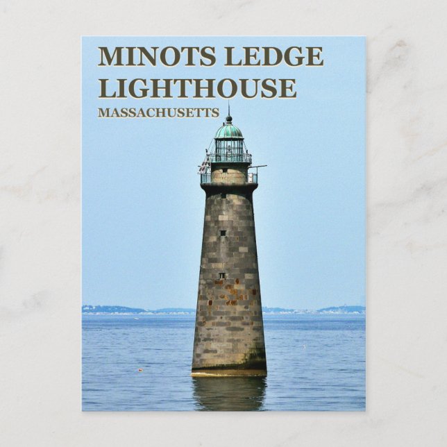 Phare de Minots Ledge, Carte postale du Massachuse (Devant)